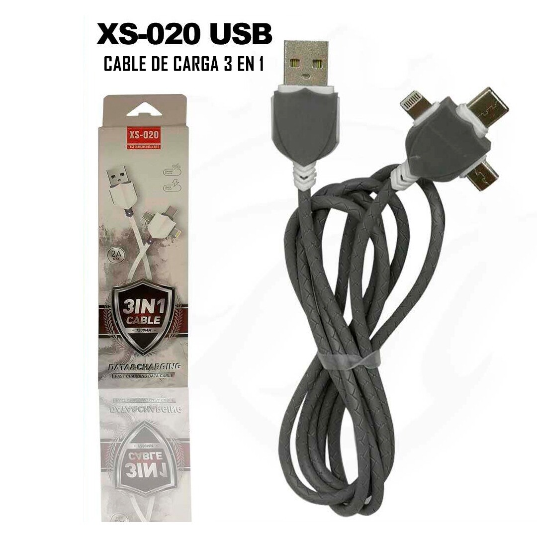 Cable De Carga 3 En 1 Universal: iPhone, Samsung, Xiaomi Etc